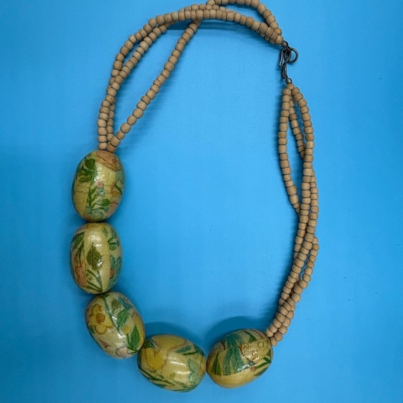 Three Unique Wooden Beaded Necklaces. Sold As One Lot.  Boho Jewelery. - Picture 3 of 10